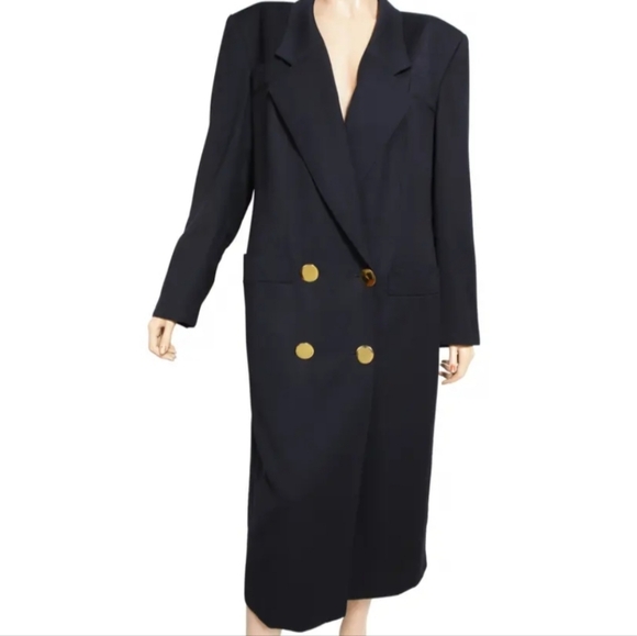 Louis Feraud Jackets & Blazers - Louis Feraud Womens Double-Breasted Wool Coat Midnight Blue Size 12
